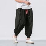 Buddha Stones Casual Sports Men's Solid Color Cotton Drawstring Pants With Pockets - image 6