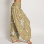 Buddha Stones Casual Koi Fish Waves And Petal Line Pattern Women's Elastic Waist Harem Pants - image 6