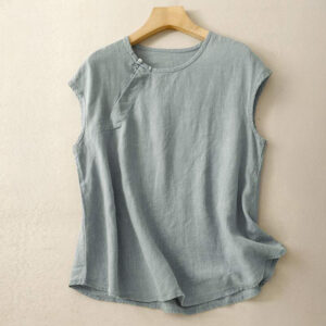 Buddha Stones Spring Patchwork Simple Sleeveless Design Cotton Women's Vest