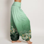 Buddha Stones Colorful Rose Flowers Design Women's Elastic Waist Harem Pants - image 3