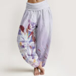 Buddha Stones Epiphyllum Flowers Design Women's Elastic Waist Harem Pants - Lavender - US22，UK/AU26，EU54 (6XL) - image 8