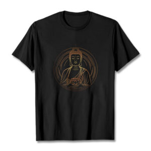 Buddha Stones Golden Buddha Holding A Lotus Flower Tee T-shirt
