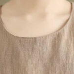 Buddha Stones Casual Spring Plain Irregular Sleeveless Cotton Linen Midi Dress With Pockets - image 6