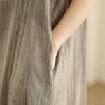 Buddha Stones Casual Tie Dye Chinese Frog-Button Ramie Linen Midi Dress With Pockets - image 17