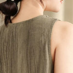 Buddha Stones Casual Tie Dye Chinese Frog-Button Ramie Linen Midi Dress With Pockets - image 16