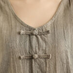 Buddha Stones Casual Tie Dye Chinese Frog-Button Ramie Linen Midi Dress With Pockets - image 15