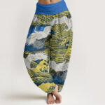 Buddha Stones Casual Crane Ocean Waves Chrysanthemum Pattern Women's Elastic Waist Harem Pants - DodgerBlue - US22，UK/AU26，EU54 (6XL) - image 1