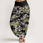 Buddha Stones Casual Cherry Blossom Water Pattern Women's Elastic Waist Harem Pants - Black - US22，UK/AU26，EU54 (6XL) - image 8