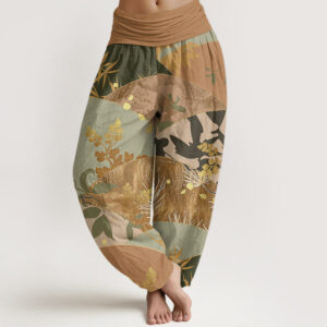 Buddha Stones Semicircle Leaves Pattern Women's Elastic Waist Harem Pants - Peru - US22，UK/AU26，EU54 (6XL) - image 1