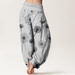 Buddha Stones Casual Dandelion Pattern Women's Elastic Waist Harem Pants - image 9