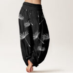 Buddha Stones Casual Cdrifting Dandelion Seed Pattern Women's Elastic Waist Harem Pants - image 2