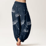 Buddha Stones Casual Cdrifting Dandelion Seed Pattern Women's Elastic Waist Harem Pants - image 9