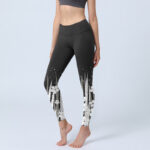 Buddha Stones White Flowers Aquatic Plants Pattern Print Gym Leggings Women's Yoga Pants - Black - US18，UK/AU22，EU50 (4XL) - image 1