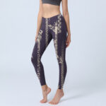 Buddha Stones Bamboo Water Wave Pattern Print Gym Leggings Women's Yoga Pants - Black - US18，UK/AU22，EU50 (4XL) - image 1