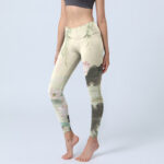 Buddha Stones Willow Leaves Lotus Pond Pattern Print Gym Leggings Women's Yoga Pants - Beige - US18，UK/AU22，EU50 (4XL) - image 1