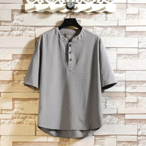 Buddha Stones Vintage Casual Solid Color Men's Short Sleeve Shirt Jacket