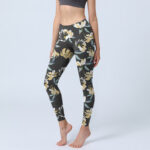 Buddha Stones Yellow White Flower Pattern Print Gym Leggings Women's Yoga Pants - Black - US18，UK/AU22，EU50 (4XL) - image 1