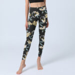 Buddha Stones Yellow White Flower Pattern Print Gym Leggings Women's Yoga Pants - image 6