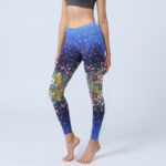 Buddha Stones Gradient Color Flower Pattern Print Gym Leggings Women's Yoga Pants - DarkBlue - US18，UK/AU22，EU50 (4XL) - image 1