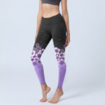 Buddha Stones White Purple Cherry Blossom Pattern Print Gym Leggings Women's Yoga Pants - Black - US18，UK/AU22，EU50 (4XL) - image 1