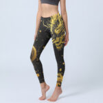 Buddha Stones Golden Dragon Pattern Print Gym Leggings Women's Yoga Pants - Black - US18，UK/AU22，EU50 (4XL) - image 1