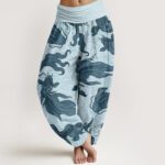 Buddha Stones Koi Fish Waves Pattern Design Women's Elastic Waist Harem Pants - PaleTurquoise - US22，UK/AU26，EU54 (6XL) - image 5
