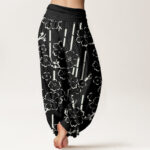 Buddha Stones Floral Lines Pattern Design Women's Elastic Waist Harem Pants - image 6