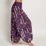 Buddha Stones Floral Lines Pattern Design Women's Elastic Waist Harem Pants - image 10