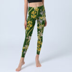 Buddha Stones Green Iris Pattern Print Gym Leggings Women's Yoga Pants - image 6