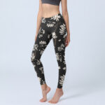 Buddha Stones Black White Petals Pattern Print Gym Leggings Women's Yoga Pants - Black - US18，UK/AU22，EU50 (4XL) - image 1