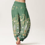 Buddha Stones Paisley Floral Pattern Women's Elastic Waist Harem Pants - image 6