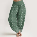 Buddha Stones Paisley Geometric Pattern Women's Elastic Waist Harem Pants - MediumSeaGreen - US22，UK/AU26，EU54 (6XL) - image 1