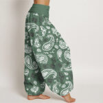Buddha Stones Casual White Paisley Pattern Women's Elastic Waist Harem Pants - image 7