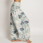 Buddha Stones Casual Tropical Flowers Foliage Pattern Women's Elastic Waist Harem Pants - image 7