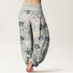 Buddha Stones Casual Tropical Flowers Foliage Pattern Women's Elastic Waist Harem Pants - image 6