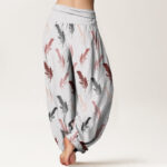 Buddha Stones Casual Tropical Flowers Foliage Pattern Women's Elastic Waist Harem Pants - image 2