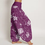 Buddha Stones Casual Floral Vine Plant Pattern Women's Elastic Waist Harem Pants - image 9