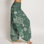 Buddha Stones Casual Floral Line Design Pattern Women's Elastic Waist Harem Pants - image 6