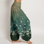 Buddha Stones Casual Gradient Floral Wavy Lines Circular Light Spots Pattern Women's Elastic Waist Harem Pants - image 2