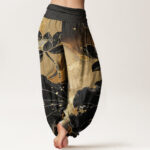 Buddha Stones Casual Lotus Petal Pattern Women's Elastic Waist Harem Pants - image 3