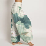 Buddha Stones Casual Lotus Petal Pods Pattern Women's Elastic Waist Harem Pants - image 2