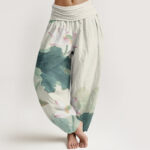Buddha Stones Casual Lotus Petal Pods Pattern Women's Elastic Waist Harem Pants - MediumAquamarine - US22，UK/AU26，EU54 (6XL) - image 1