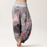 Buddha Stones Casual Lotus Petal Pond Pattern Women's Elastic Waist Harem Pants - image 7
