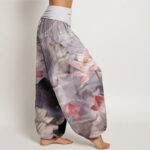 Buddha Stones Casual Lotus Petal Pond Pattern Women's Elastic Waist Harem Pants - image 6
