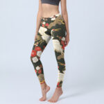 Buddha Stones Red Crowned Cranes Plum Blossoms Branches Pattern Print Gym Leggings Women's Yoga Pants - Black - US18，UK/AU22，EU50 (4XL) - image 1