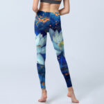 Buddha Stones Blooming White Lotus Pattern Print Gym Leggings Women's Yoga Pants - image 7