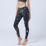 Buddha Stones Moon Star Universepattern Print Gym Leggings Women's Yoga Pants - Black - US18，UK/AU22，EU50 (4XL) - image 1