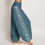 Buddha Stones Om Mani Padme Hum Pattern Women's Elastic Waist Harem Pants - image 7