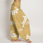 Buddha Stones White Rabbit Auspicious Cloud Pattern Women's Elastic Waist Harem Pants - image 7