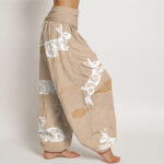 Buddha Stones White Rabbit Auspicious Cloud Pattern Women's Elastic Waist Harem Pants - image 10